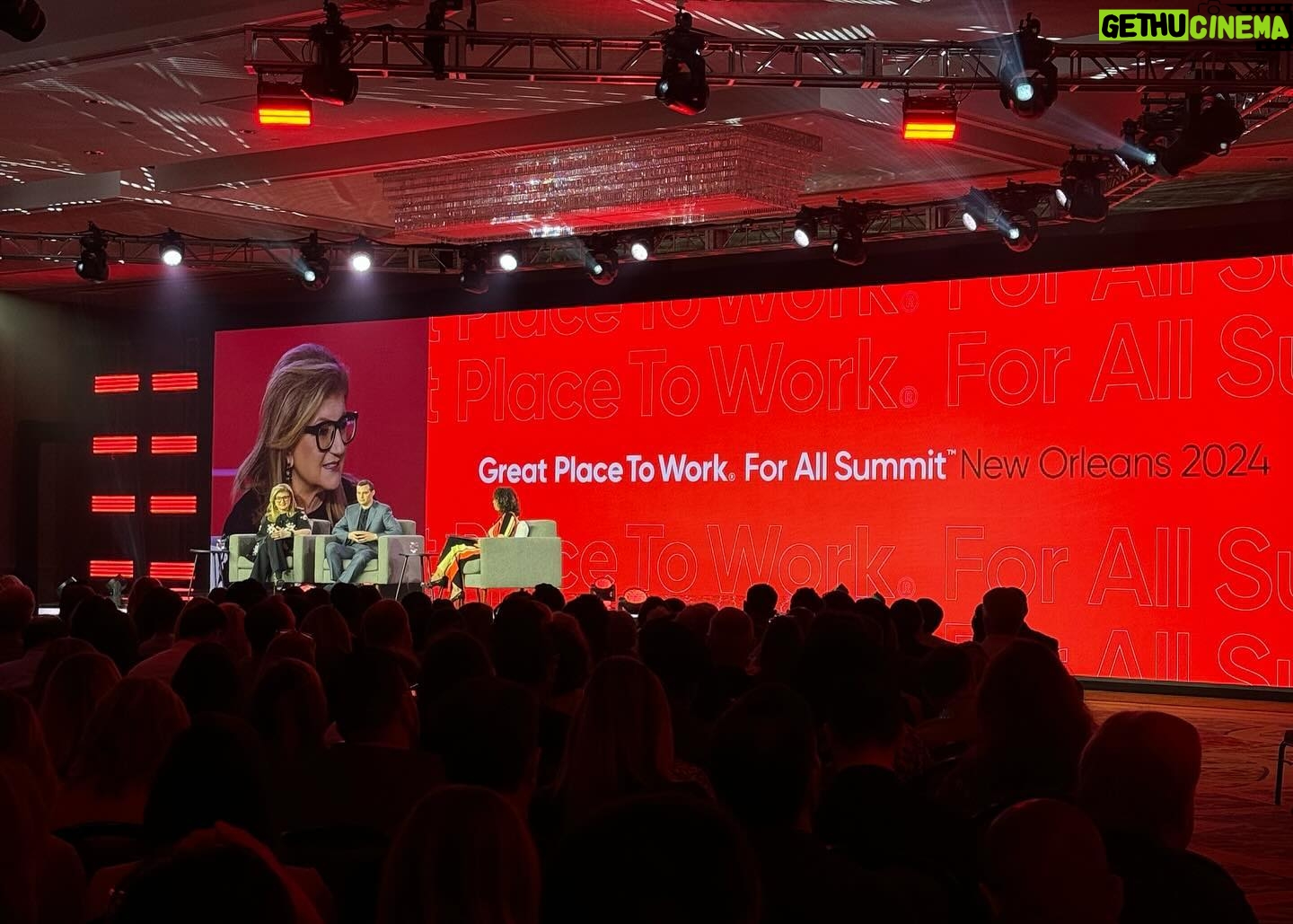 Arianna Huffington Instagram - Loved being back at the @gptw_us For All Summit, this time in New Orleans, where I shared the stage with @Synchrony CHRO DJ Casto and @DesignObserver editor-in-chief Ellen McGirt. And I got to wear my favorite cape – which is now in rotation as an official repeat – to cover my arm sling (while my broken shoulder heals). The topic was “Why Investing in Well-being Is a Productivity Multiplier.” And what DJ is doing at Synchrony is a great example, including bringing @Thrive Global to support both their frontline associates and their corporate associates. My favorite stat is that 78% of their contact center agents would rather have a 60-second Reset fed to them in moments of stress than be given a five minute break! And of course, to create thriving workplaces that use well-being to drive productivity, it has to start at the top. As DJ said, “We don’t believe you can lead well if you aren’t well.” #ForAllSummit2024 . . . #GreatPlaceToWork #GPTWCertified #ThriveGlobal #Health #Wellbeing #NewOrleans #HiltonRiverside