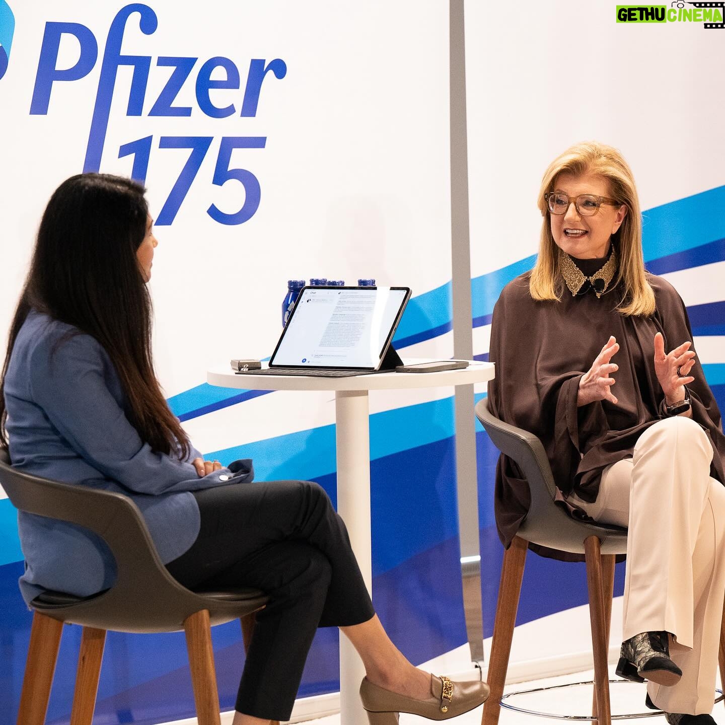 Arianna Huffington Instagram - It was great to speak at Pfizer HQ in Hudson Yards to mark Mental Health Awareness Month, with @pfizerinc Chief People Officer @PayalSahni, Chief Global Supply Officer Mike McDermott and Dr. Amit Sood, of Thrive’s Scientific Advisory Board and creator of the Resilient Option program and executive director of the Global Center for Resiliency and Well-being. Our conversation centered on the importance of belonging and inclusion, which is critical to our well-being and one of the reasons why connection is one of @Thrive Global’s core five behaviors — along with sleep, food, movement, and stress management. All of these are interconnected, and we need to prioritize them if we’re going to avoid burnout and drive a culture of belonging and inclusion. Many thanks to Vanessa McGowan and @yolandemmorris for bringing us all together and to Global Chief DEI Officer @ramcessj and Director of Occupational Health and Wellness Nicole Shaffer for the warm welcome. #PfizerProud