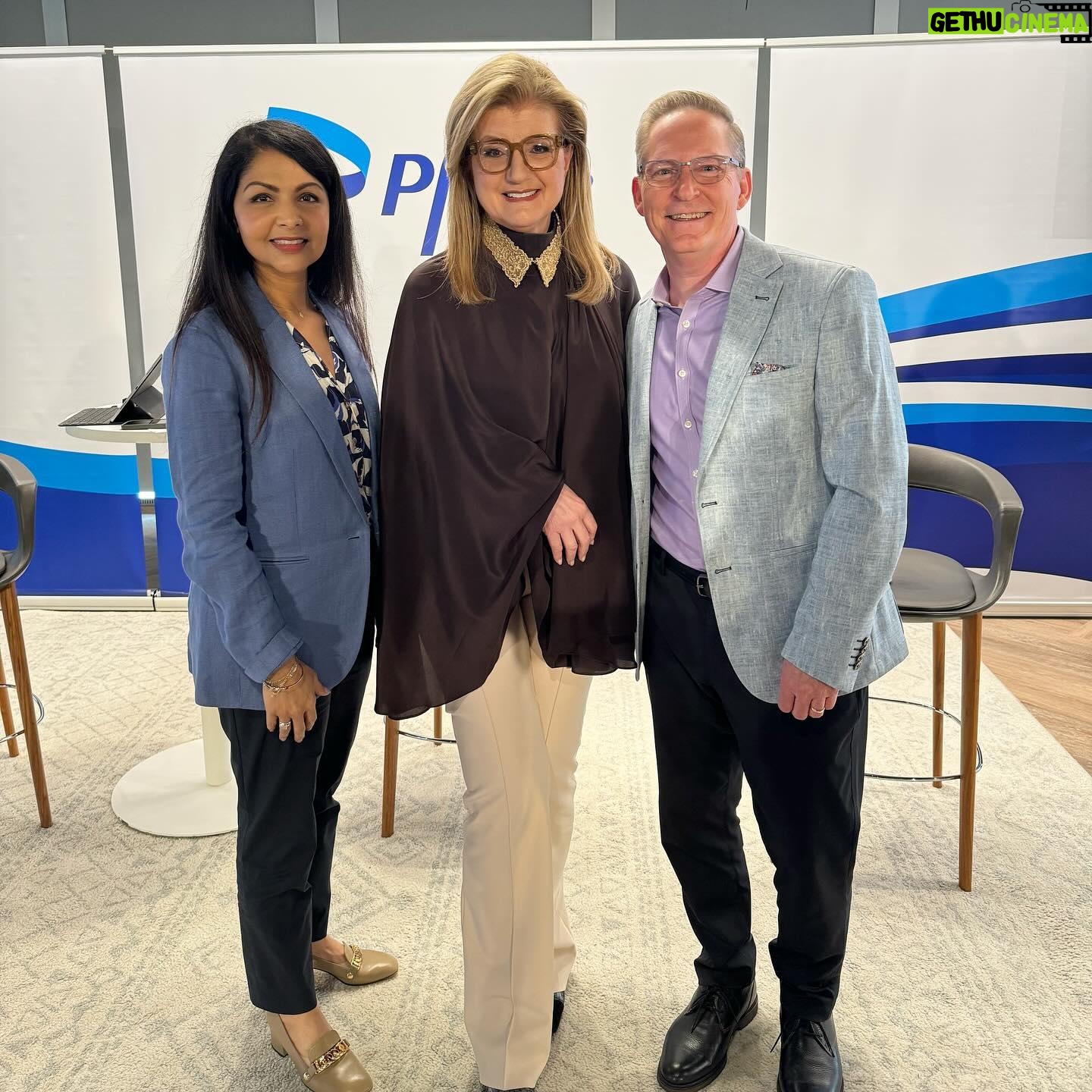 Arianna Huffington Instagram - It was great to speak at Pfizer HQ in Hudson Yards to mark Mental Health Awareness Month, with @pfizerinc Chief People Officer @PayalSahni, Chief Global Supply Officer Mike McDermott and Dr. Amit Sood, of Thrive’s Scientific Advisory Board and creator of the Resilient Option program and executive director of the Global Center for Resiliency and Well-being. Our conversation centered on the importance of belonging and inclusion, which is critical to our well-being and one of the reasons why connection is one of @Thrive Global’s core five behaviors — along with sleep, food, movement, and stress management. All of these are interconnected, and we need to prioritize them if we’re going to avoid burnout and drive a culture of belonging and inclusion. Many thanks to Vanessa McGowan and @yolandemmorris for bringing us all together and to Global Chief DEI Officer @ramcessj and Director of Occupational Health and Wellness Nicole Shaffer for the warm welcome. #PfizerProud