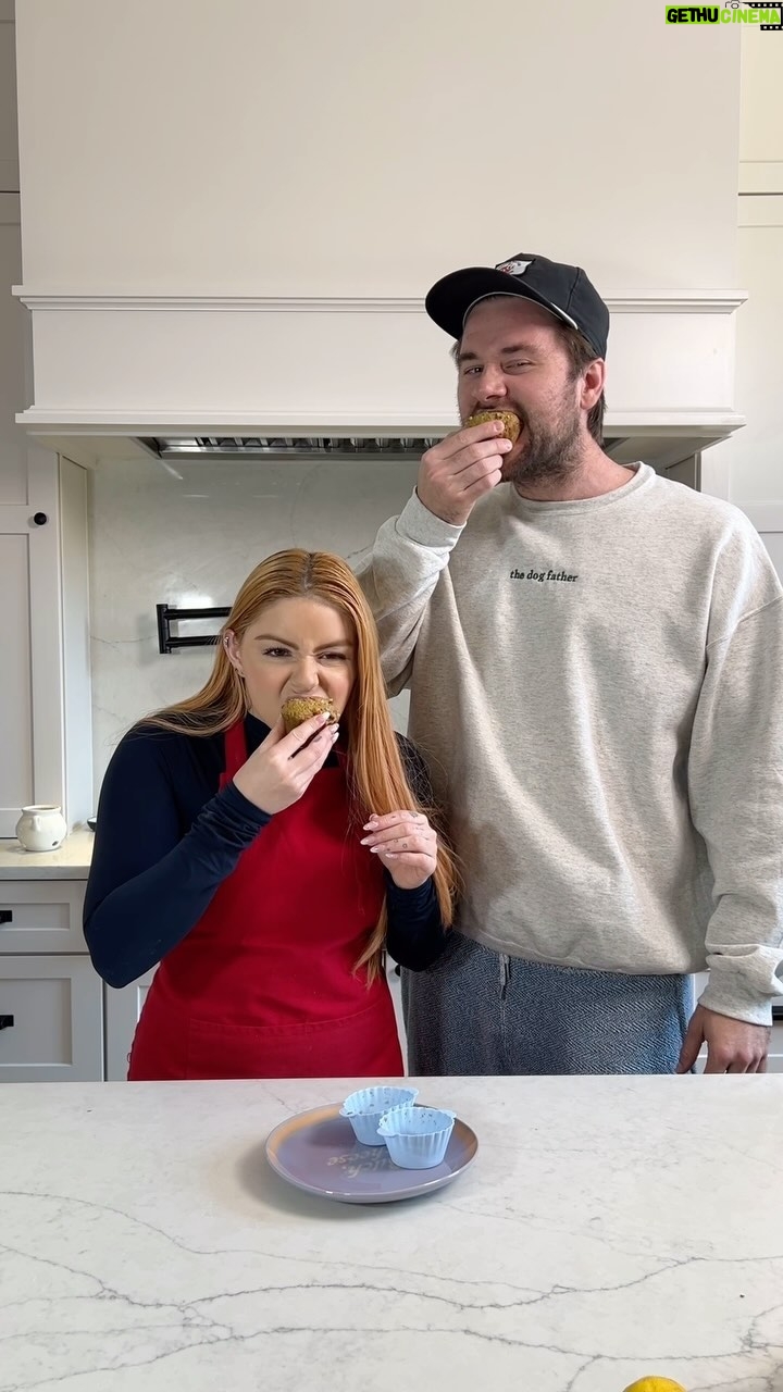 Ariel Winter Instagram - Sneaking veggies into recipes that taste like dessert is my vibe. Luke & I both like these muffins better without chocolate chips, but you can totally add them in if you prefer! Recipe below, let me know if you try these :) Zucchini Walnut Muffins— 2 Zucchini - grated 1.5 cups flour 1/2 tsp baking powder 1/2 tsp baking soda 1/2 tsp sea salt 1 tsp ground cinnamon 1/2 tsp nutmeg 1/2 cup olive oil 1 egg 3/4c white sugar 2tbsp milk 1/5tsp vanilla extract Walnuts! Optional choccy chips (didn’t like) My batter only made 9 muffins because I like puffy muffins but I liked the aesthetic of showing all the cute colored muffin liners in the pan :) Preheat oven to 375 & prep muffin pans (I’m using my new ones from @caraway_home - obsessed!😍) Wash and dry zucchini. Next, grate zucchini & squeeze to remove excess water from your grated zucchini before adding to bowl. In a medium bowl whisk flour, baking powder, baking soda, salt, cinnamon & nutmeg until combined. In a small bowl mix egg, oil, sugar, milk & vanilla. Add wet mixture to the flour mixture and whisk until combined. Once combined, fold in walnuts and chocolate chips (if using). Use an ice cream scooper to scoop batter into your muffin liners. Add some more walnuts on top and then put in the oven to bake for 20-25 minutes or until a toothpick inserted into the center comes out clean. Enjoy! #zucchinimuffins #zucchini #springrecipes
