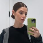 Ashley Greene Instagram - A compilation of selfies and a screen grab of a fun new project. 1. On set 2. Fun new project 🤫 peep the hair 3. Elevator love 4. ECCC look 5. My new sweats obsession