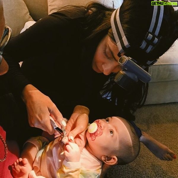 Ashley Johnson Instagram - Here’s a picture of my best friend/wifey. She’s very helpful in times of need. Like if you need her to cut a tiny baby’s nails, she’ll find a head lamp and just do it no problem.