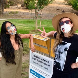 Ashley Johnson Instagram - Just me and @milapajamas, continuing our tradish of doing our best to smash the patriarchy and honoring the women who fought so hard to make sure our voices count. #bidenharris2020