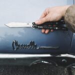Ashley Johnson Instagram - "Props" for the day. Thanks, @bladerunnerssystems. Also, I'm keeping this Chevelle. Cool? #balisong