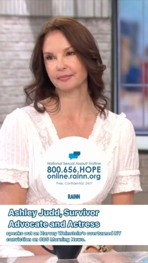 Ashley Judd Instagram - We are frustrated, sad, and heartbroken that NY overturned Harvey Weinstein’s conviction.

We are devastated for the survivors of Harvey Weinstein and survivors everywhere who have ever bravely testified in pursuit of justice. Survivors deserve better.

Thank you @ashley_judd for your fight and @jodikantor for your tenacious reporting.

Sending love to all the survivors out there reading this news. We believe you, we are #HereForYou, and we will fight for you.

☎️💬 RAINN and the National Sexual Assault Hotline is here for survivors and their loved ones 24/7 at 800.656.HOPE (4673) or online.rainn.org in English and rainn.org/es in Spanish.

🎥 : @cbsmornings 

#SAAPM #SAAM #HereForYou #SupportSurvivors #MeToo