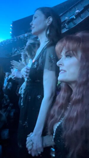 Ashley Judd Instagram - Joy. Family history. Story. Music. Social justice. Faith. 

U2 loved and listened to The Judds during their iconic Joshua Tree days. My family first met them during their Dublin show in 1986 and when I was in France as a 19 year old, I looked at the liner notes on the album sleeve and cold called their management to see if I could attend the Joshua Tree stadium show in Paris. In my second-hand polka dotted skirt and Dock Martins, I was astonished to have a ticket and backstage pass. I stood side stage, 4 feet from Bono at the microphone where their spouses hugged and took me in. 

37 years later, it is a friendship that has deeply shaped my public and personal life. Bono and Bobby Shriver called me in 2002 and demanded I involve myself in the HIV/AIDS emergency. I threw myself into what is now my global humanitarian advocacy, 23 countries later. The courage of the Christian tradition of my childhood has welled up consistently, as these are friendships bonded by shared faith. 

Oh yeah. There is little music there, too, that has transported me! This month, Pop — who sang over 200 concerts with Elvis — and I attended @thesphere and Bono sang for him. This past weekend, Sister and I cried and danced. We made memories and reminisced. I am so grateful and my cup is full. Crew meal. Quiet time with folks who’ve been with the band since they were punks teens. Sharing the ecstatic music with 18,000 souls. Unforgettable!