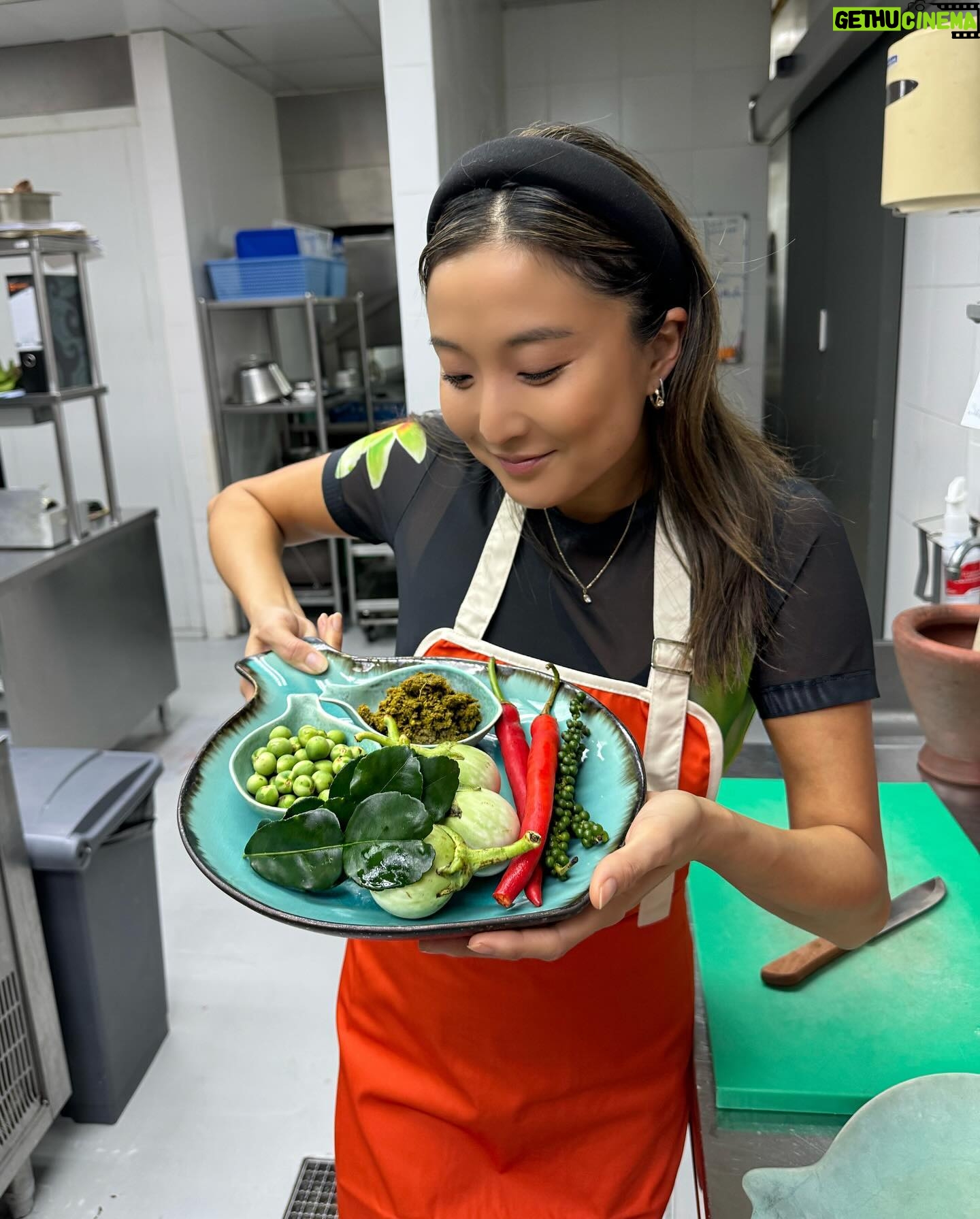 Ashley Park Instagram - cooking class in Thailand was wow, so who wants to try my ‘park thai’?? (Swipe for 👩🏻🍳) happy holidays kaaaa