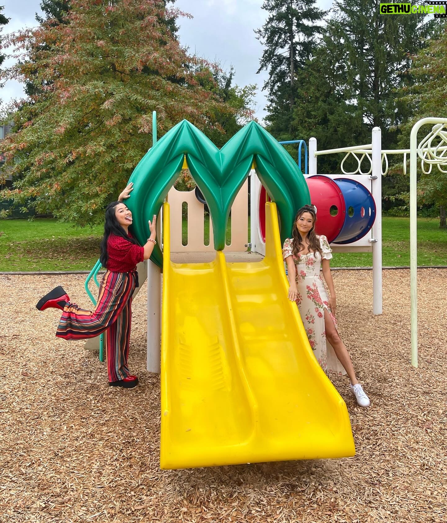 Ashley Park Instagram - exclusive BTS for our joy riders 🥰🎬🍆🫣 @joyridemovie #iykyk