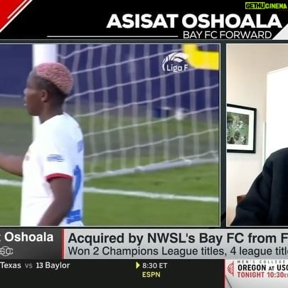 Asisat Oshoala Instagram - “I’m quite fast, and I like to finish around the box,” said @asisat_oshoala. “#BayFC’s coming. Wait for us. We’re coming!” Swipe for snippets of Asisat’s interview with @sportscenter 📲 *Subtitled clips available on stories