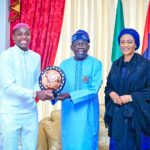 Asisat Oshoala Instagram - Privileged to engage with His Excellency, President Bola Ahmed Tinubu (GCFR) and Her Excellency, First Lady Sen. Remi Tinubu (CON).. Shared my 6th CAF Award 🏆joy and discussed our aligned vision for sports development in Nigeria. I’m excited about their commitment to empowering the girl child through sports and education, dovetailing perfectly with my Academy @asisatoshoalaacademy & Foundation’s @asisatoshoalafoundation mission. Grateful for their endorsement and contributions, which aligned with their transformational agenda for sports development! 🌟👧📚 #SocialDevelopment #SportsEducation #AOA #EmpoweringCommunities