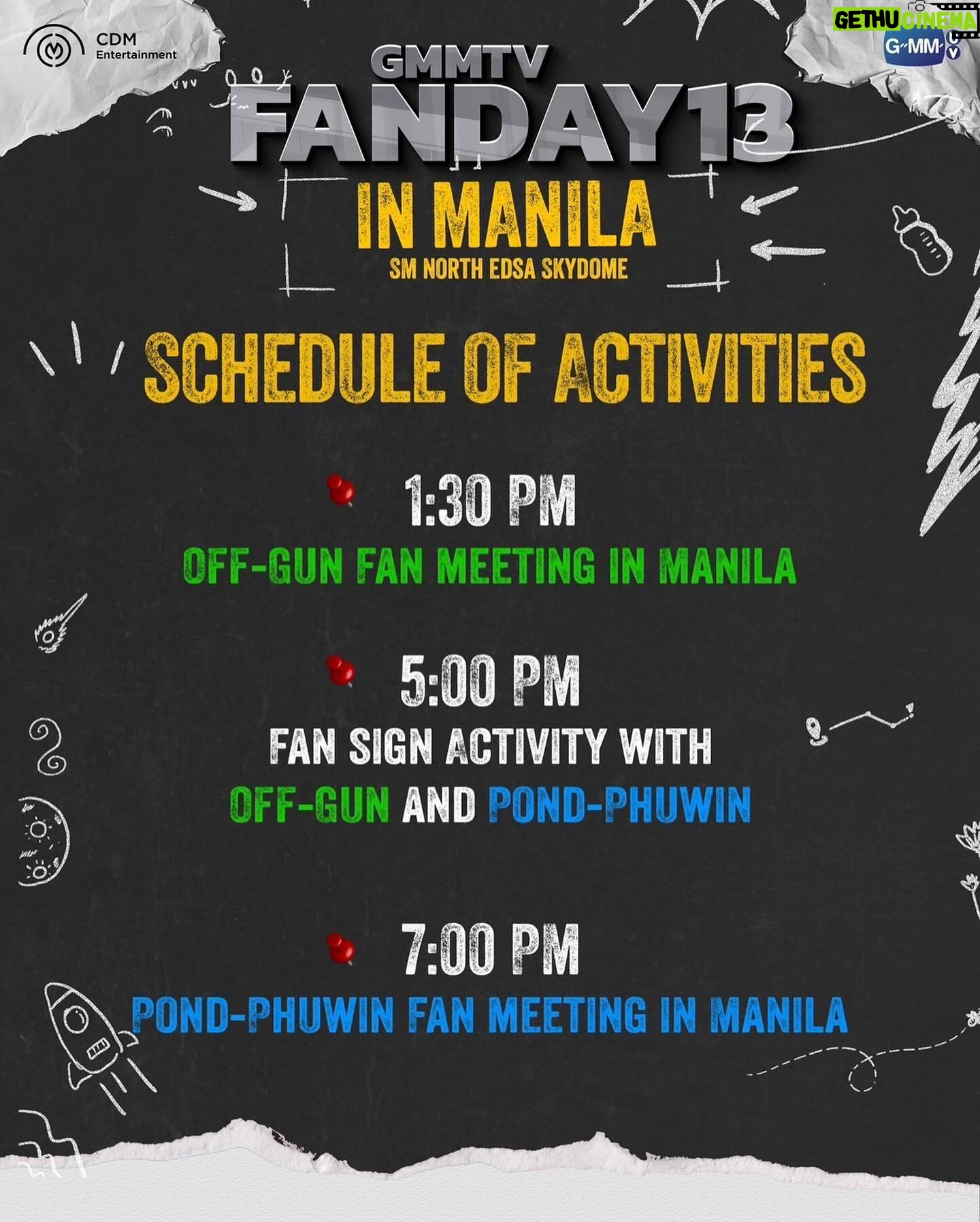 Atthaphan Phunsawat Instagram - Filipino fans, guess who’s headlining this year’s GMMTV FAN DAY 13 IN MANILA? It’s OffGun and PondPhuwin! 🥳 Join us for another exciting GMMTV FAN DAY 13 IN MANILA with back-to-back fanmeetings and a fansign activity this July 6, 2024 at Skydome. Show times below: 💚 1.30 PM OffGun 🧡 7 PM PondPhuwin Ticket selling dates are as follows: 🎖️ Gold Pass: May 11-17, 2024 🎟️ Regular Tickets: starting May 18, 2024 Ticketing site: https://ticketo2.com 📍 #GMMTVFANDAY13 #OGPPFANDAYxMANILA #GMMTV