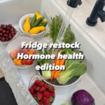 Autumn Calabrese Instagram - Fridge restock hormone health edition 🍒🍓🥑🥬🍗🥩 I love fresh produce this time of year! I got so excited at the grocery store seeing all of the bright beautiful colors. What we eat can have a major impact on our hormonal health. A few key things to keep in mind. Keep the highly processed foods out Keep the added sugars as low as possible (not naturally occurring sugar like what’s in fruit, added sugar like what’s in baked goods & coffee drinks) Eat the rainbow 🌈 a variety of plants (fruits, vegetables & whole grains) helps with the health of your gut and provides a variety of vitamins and minerals that our bodies need. Quality matters, when it comes to protein go for wild caught fish, pasture raised eggs and grass fed & finshed beef as much as possible. No antibiotics or added hormones is also very important. #fitover40 #hormonehealth #eattherainbow #fittips