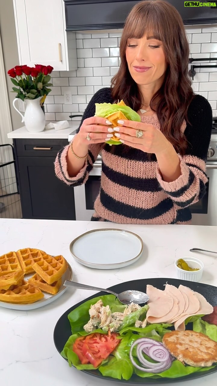 Autumn Calabrese Instagram - Take your breakfast sandwich to the next level with my 6 min low carb waffle bread 🧇🍳 Quick satisfying & delicious 🤤 AND good for your gut! Ingredients: 1/4 cup almond flour 2 large eggs 1 Tbsp. Unsweetened plain coconut yogurt 1 tsp. Olive oil mayonnaise 1/4 tsp. Baking powder 1 dash sea salt (or Himalayan salt) Directions: Preheat Belgian waffle iron; lightly coat with spray Add almond flour, eggs, yogurt, mayonnaise, baking powder, and salt to a mixing bowl; stir to combine Add batter to waffle iron; cook for 4 min or until waffle iron indicates finished Cut waffle in half; use to make a sandwich (or in any recipe that calls for sliced bread) #lowcarb #guthealth #waffle #guthealthrecipes #goodmoodfood