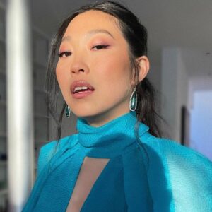 Awkwafina Instagram - #Emmys2021 @televisionacad 💙 

@emilychengmakeup 
@kyleeheathhair 
@thuybnguyen 
@ecduzit 
@maddielouviere 
Wearing: @moniquelhuillier @gucci