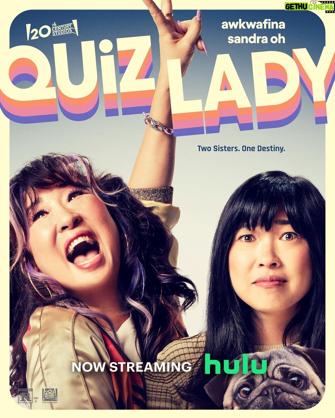 Awkwafina Instagram - Thank you everyone for watching #quizlady - a lot of love went into this one. It was such a genuine collaboration of every single department involved. I want to thank our amazing team including the forces that are @jyu237 and @jen_dangelo , and a very big thanks to my sis both on camera and off @iamsandraohinsta Also a HUGE thanks to our amazing crew, who are the backbones to everything we do. Streaming now on @hulu Burbank, California