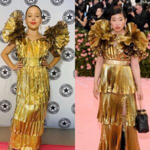 Awkwafina Instagram - Just found out #metgalachallenge is a thing and I’m here for it. (And to the GOAT who made a dress out of what appears to be a coupon circular. Now that’s a soul mate.) Memories ❤️ @josephaltuzarra @shirleykurata @kirinstagram @kyleeheathhair #metgala