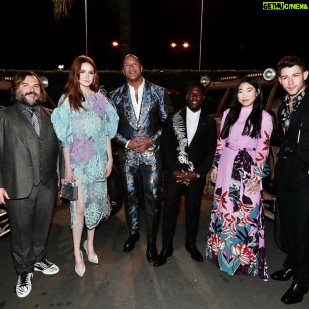 Awkwafina Instagram - Tonight was epic. Celebrating @jumanjimovie with this group of amazing people. We are Out in theaters December 13!! My amazing team: @kirinstagram @marcusrfrancis @ecduzit @kovertcreative Wearing: @maisonvalentino @stuartweitzman TCL Chinese Theatres