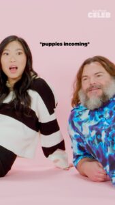 Awkwafina Instagram - “What a sweet petunia!” 🫶 🐶 Jack Black and Awkwafina: The Puppy Interview out now! Puppies are adoptable! @pupculturerescue #JackBlack #KungFuPanda4