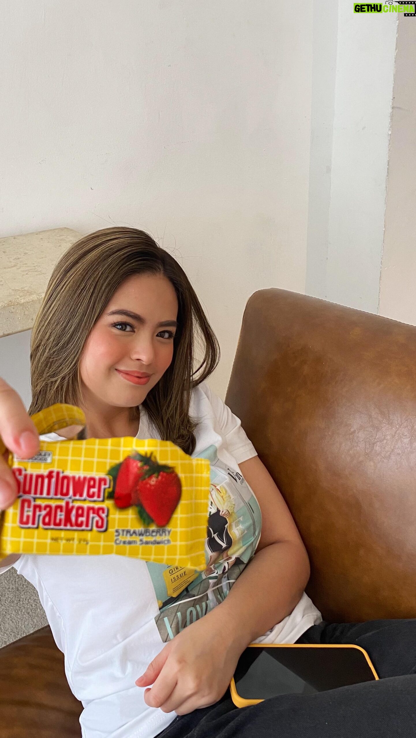 Bea Binene Instagram - Snacking with the classic, Sunflower Strawberry! ๐ literally grew up having this in our home all the time! They now have lots of flavors to choose from, anong favorite variant 'nyo? โบ๏ธ @croleyfoods.ph #KasamaAngSunflowerCrackers #SharingSunflowerCrackers #SunflowerStrawberry
