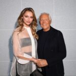 Beatrice Vendramin Instagram - It has been an absolute honor to attend @giorgioarmani ’s runway show. I’ve always admired how his creations stir my emotions. Proud to call you family. 💙 A special thanks to the @armanibeauty team as well, for their unwavering support and the joyous moments we always share together!! @isabellaservello @stellagiannetti @lorena.marinoni @maddalena_thomas