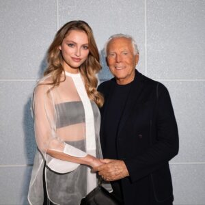 Beatrice Vendramin Instagram - It has been an absolute honor to attend @giorgioarmani ’s runway show. I’ve always admired how his creations stir my emotions. Proud to call you family. 💙 A special thanks to the @armanibeauty team as well, for their unwavering support and the joyous moments we always share together!! @isabellaservello @stellagiannetti @lorena.marinoni @maddalena_thomas