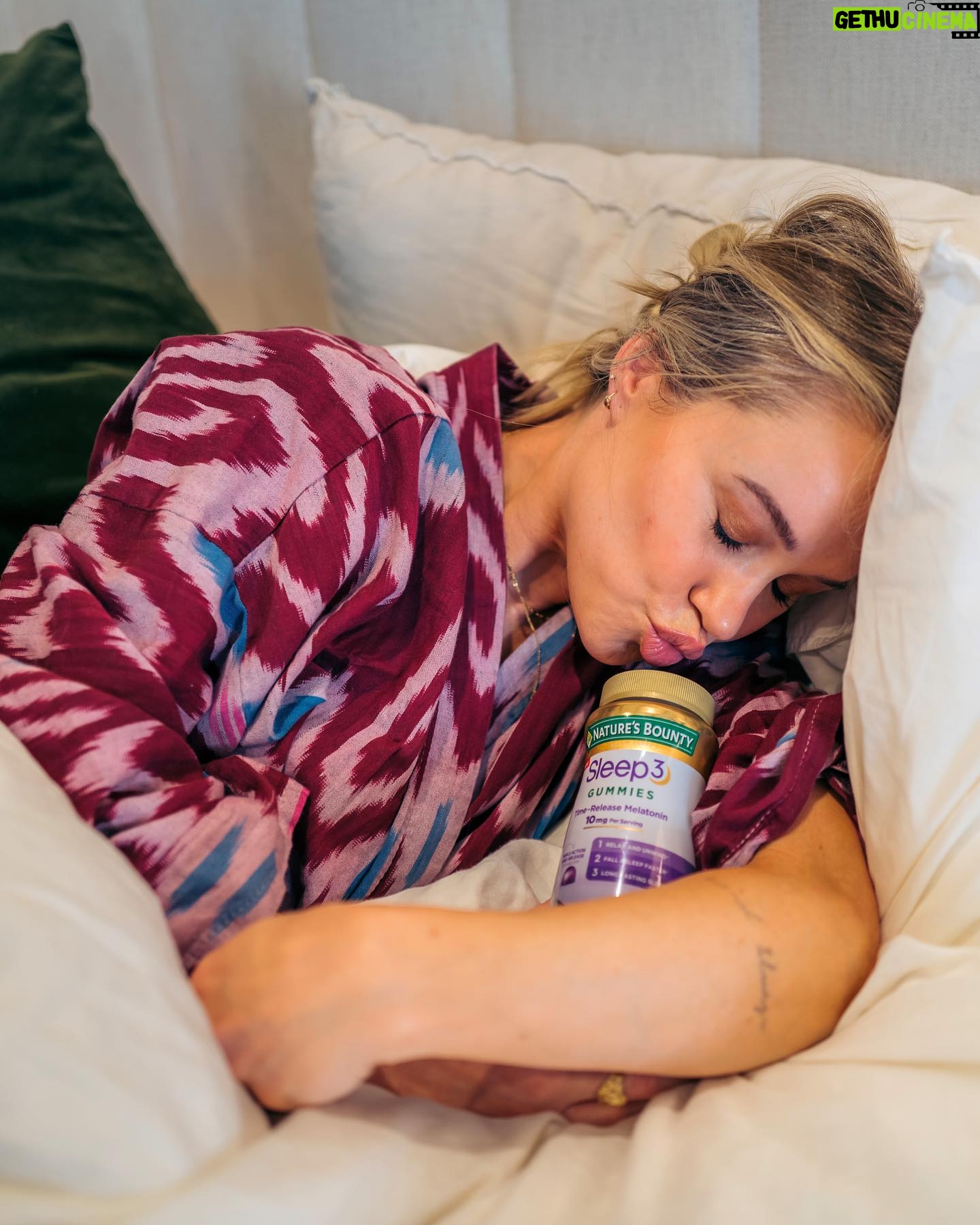Becca Tobin Instagram - #ad | You’ve never met someone who loves her sleep more than me! I recently discovered @naturesbounty Sleep3 Gummies and now I (barely) notice when Barbara the dog smothers me all night long. These drug free gummies help me fall asleep faster, and stay asleep longer!* For occasional sleeplessness* *These statements have not been evaluated by the Food and Drug Administration. This product is not intended to diagnose, treat, cure or prevent any disease. #MyBestwithNaturesBounty #NaturesBounty