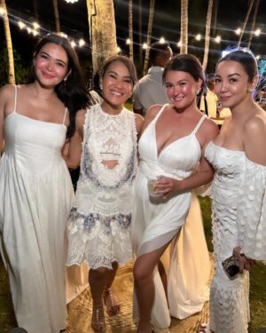 Bela Padilla Instagram - Please get married every year, @iamangelicap and @gregg_homan 😂❤️ it was so lovely to witness your wedding ceremony the second time around 😍 it was just as heartfelt, meaningful and perfectly intimate…thank you for bringing the best people together for the perfect party! And for having me and @nocir witness your love ❤️ 

Loved hanging out with friends, Angelica’s family that also treats her friends like family and our colleagues who I haven’t really seen too much since the pandemic 🥹 and of course, the best kapasyalan to have… @chinitaprincess I always love seeing you happy and thriving! Will always celebrate life with you ❤️ 

PS: shout out to @valeriecorpuz_ for fixing my hair you rockstar you! And to @neric.beltran for making our beautiful dresses! ❤️

#TrippyHomance #TheWomanisnowaHoman