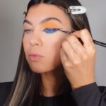 Belle Hassan Instagram - Blue is set to be one of 2024’s biggest eye look trends! I literally loveeeee it! Would you wear these eyes….. Base tutorial coming soon! Peach tones for the win 👀🍑 #2024makeuptrends #blueeyeliner #eyeliner #eyelinertutorial #wingedliner