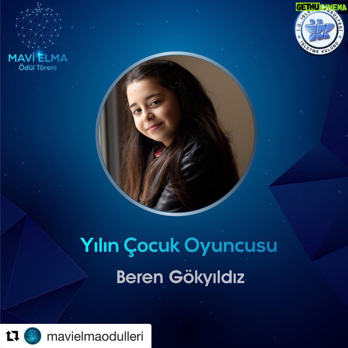 Beren Gökyıldız - 59.1K Likes - #Repost @mavielmaodulleri with @get_repost
・・・
Beren Gökyıldız, Oyunculuk kariyerine ilk olarak Fox TV ekranlarında yayınlanan Kocamın Ailesi dizisiyle başlamış, sonrasında kariyerine birçok dizide rol alarak devam etmiştir.🌟
Küçük yaşına rağmen oldukça başarılı bir performans sergileyen ekranların sevimli yüzü Beren Gökyıldız, Mavi Elma Ödül Töreni’21’de “Yılın Çocuk Oyuncusu” ödülünün sahibi oldu! 🏆💙 Teşekkürler🙏 @mavielmaodulleri