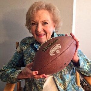 Betty White Instagram - Ever seen a 95 year old lady catch a football going 60 mph? Watch me on SNICKERSLive.com in a few minutes! #SB51 #sponsored