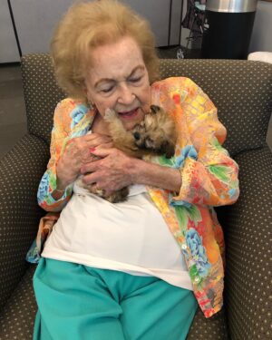 Betty White Instagram - Happy Monday!  Happiness is… a snuggly puppy.
