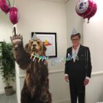 Betty White Instagram - Two of Betty’s absolute favorites - Bam Bam and Bob. They were in our office and she greeted each upon arrival - “hi fellas,” and blew them kisses when she’d leave - “she ya next time.” On the occasion of her 98th Birthday they got dressed up for the celebration 😃