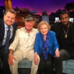 Betty White Instagram - Kicking my birthday week off with these 3 handsome gentlemen. Tune in tonight. #LateLateShow