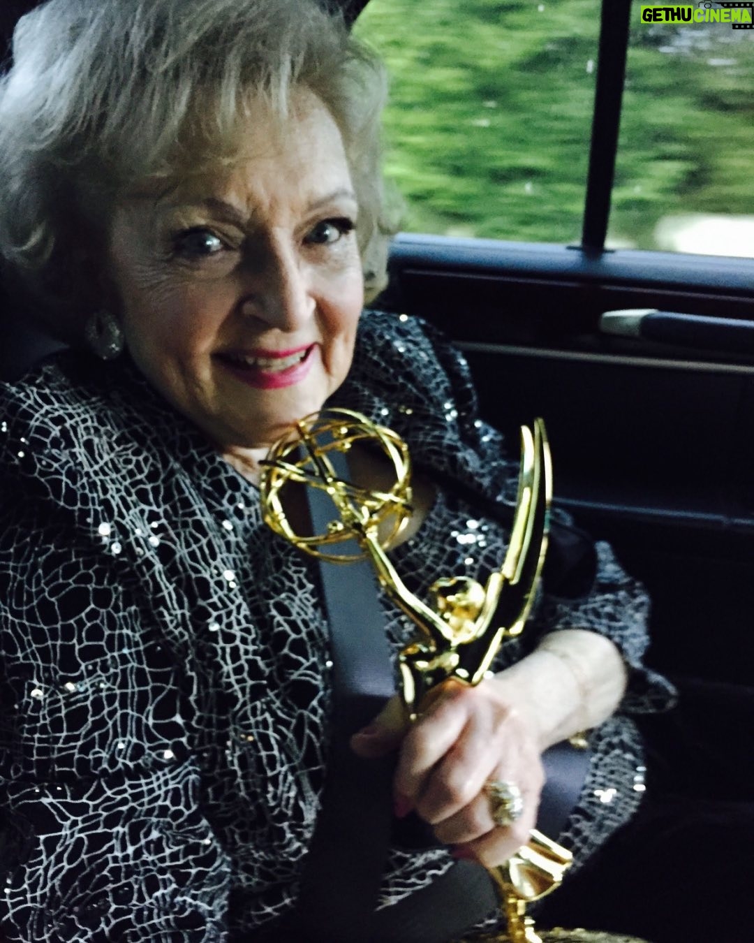 Betty White - 48.7K Likes - Friday Fun! Being in the car with Betty after an event or a job was always an absolute delight! Here she is on the way home from receiving a Daytime Emmy for Lifetime Achievement. Her joy, gratitude and downright giddy enthusiasm was so sweet and contagious. And so… I hope you’re heading into the weekend with the giddy enthusiasm of Betty White hugging a newly acquired award :)