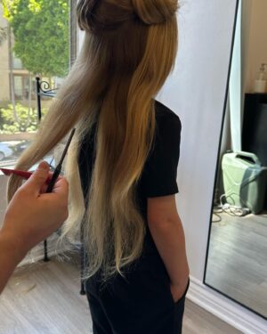 Beverley Mitchell Instagram - Today was going to be a big day! We went to get Hutton a hair cut! @iamkenzielynne got a big trim and then…. He couldn’t do it. So we cut off 4 inches and it looks more like a trim. #longhairdontcare #goodhair #blonde Can we just talk about how beautiful their hair is???? I mean Hutton’s color is everything!