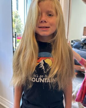 Beverley Mitchell Instagram - Today was going to be a big day! We went to get Hutton a hair cut! @iamkenzielynne got a big trim and then…. He couldn’t do it. So we cut off 4 inches and it looks more like a trim. #longhairdontcare #goodhair #blonde Can we just talk about how beautiful their hair is???? I mean Hutton’s color is everything!