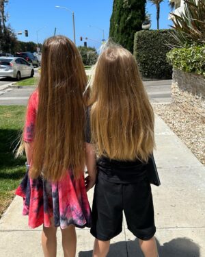 Beverley Mitchell Instagram - Today was going to be a big day! We went to get Hutton a hair cut! @iamkenzielynne got a big trim and then…. He couldn’t do it. So we cut off 4 inches and it looks more like a trim. #longhairdontcare #goodhair #blonde Can we just talk about how beautiful their hair is???? I mean Hutton’s color is everything!