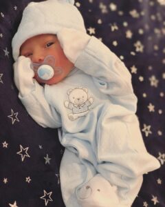 Blair Fowler Instagram - My precious nephew and godson has arrived. He’s absolutely perfect 💙 I am so proud of how quickly @missellefowler and @alexgoot have stepped into the roles of parenthood. They’re the best mama and dad that this baby boy could have ever hoped for. He also loves his babbi (pacifier) as much as his Auntie Blair did. I love you sweet James Alexander Goot. I will forever protect and cherish you. #EllexBaby