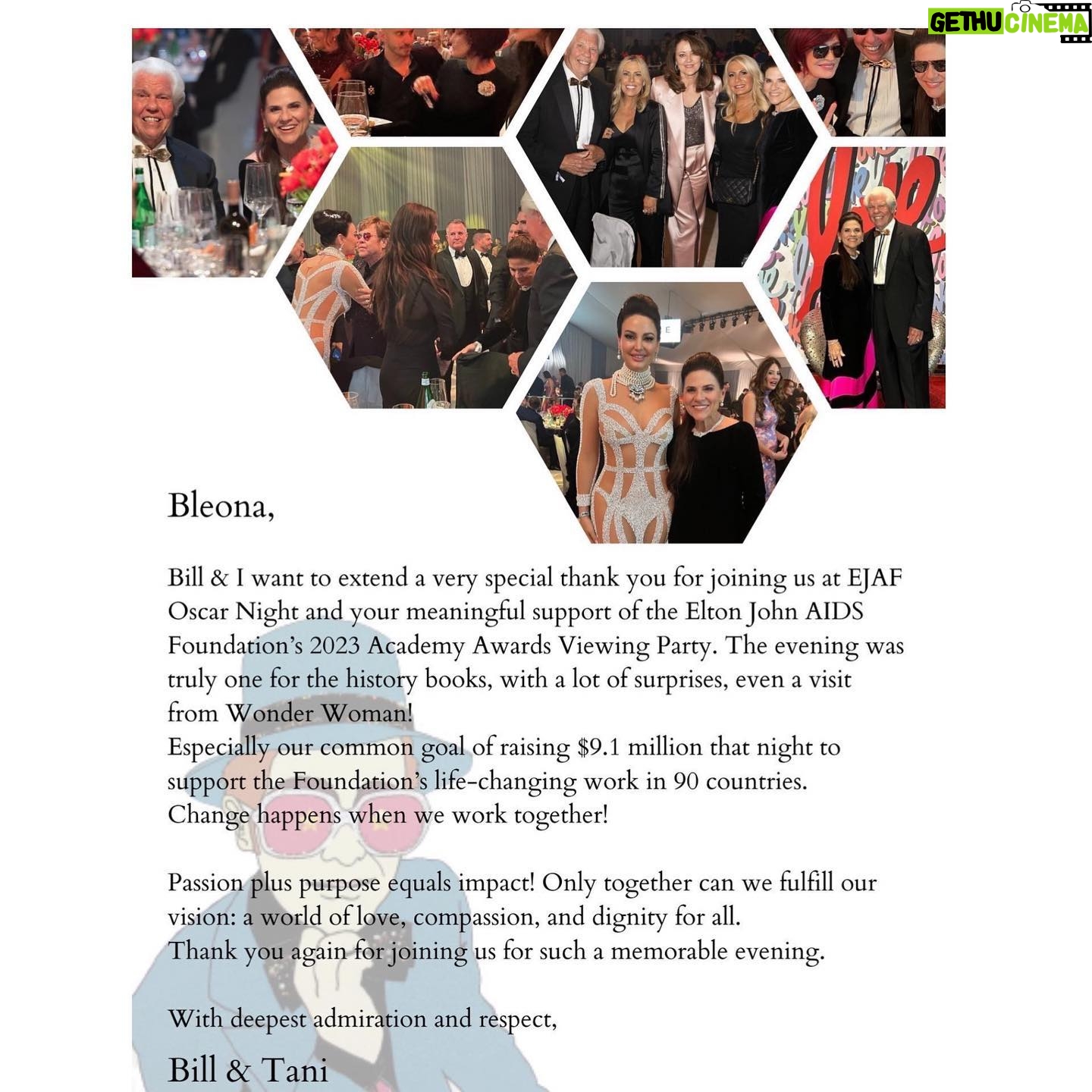 Bleona - 5.5K Likes - Dear @tani_austin thank you so much from my heart for the lovely note 🤍!
The evening was truly one for the history books - especially our common goal of raising $9.1 million that night, to support the @ejaf foundation's life-changing work in 90 countries.
You are a #ROCKSTAR 🌟🙏🏻