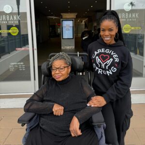 Brandee Evans Instagram - Live footage of momma preparing to show out in this mall. 
If you were on live with us earlier, you saw! 

By the way, we never found shoes that she liked. 🤦🏾‍♀️I’ll try again tomorrow at another mall…

PS get your caregiver strong apparel on Shop.BrandeeEvans.com

Momma’s hair by @hairbyjedi 

#Caregiver #MultipleSclerosis #Alzheimers