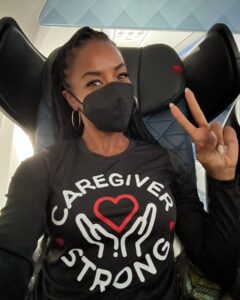 Brandee Evans Instagram - Have y’all purchased yourself/your loved one a #CaregiverStrong shirt? Shop.BrandeeEvans.com The long sleeve ones are wonderful for traveling. 🤗 And if you can’t support it’s okay, just call/text a caregiver you know this week and encourage them. Trust me when I tell you, they need the encouragement. Cause chilllleeee, just as I was posting this I received a text that my home now has NO electricity in momma’s room. Yes, that means her medical bed won’t work. My nerves…🧘🏾‍♀️ Lord the flight just took off. It’s always something in caregiving. But we’ve got this! 🫶🏾 Deep breath… all will be well. #Caregiving #MultipleSclerosis #Alzheimers