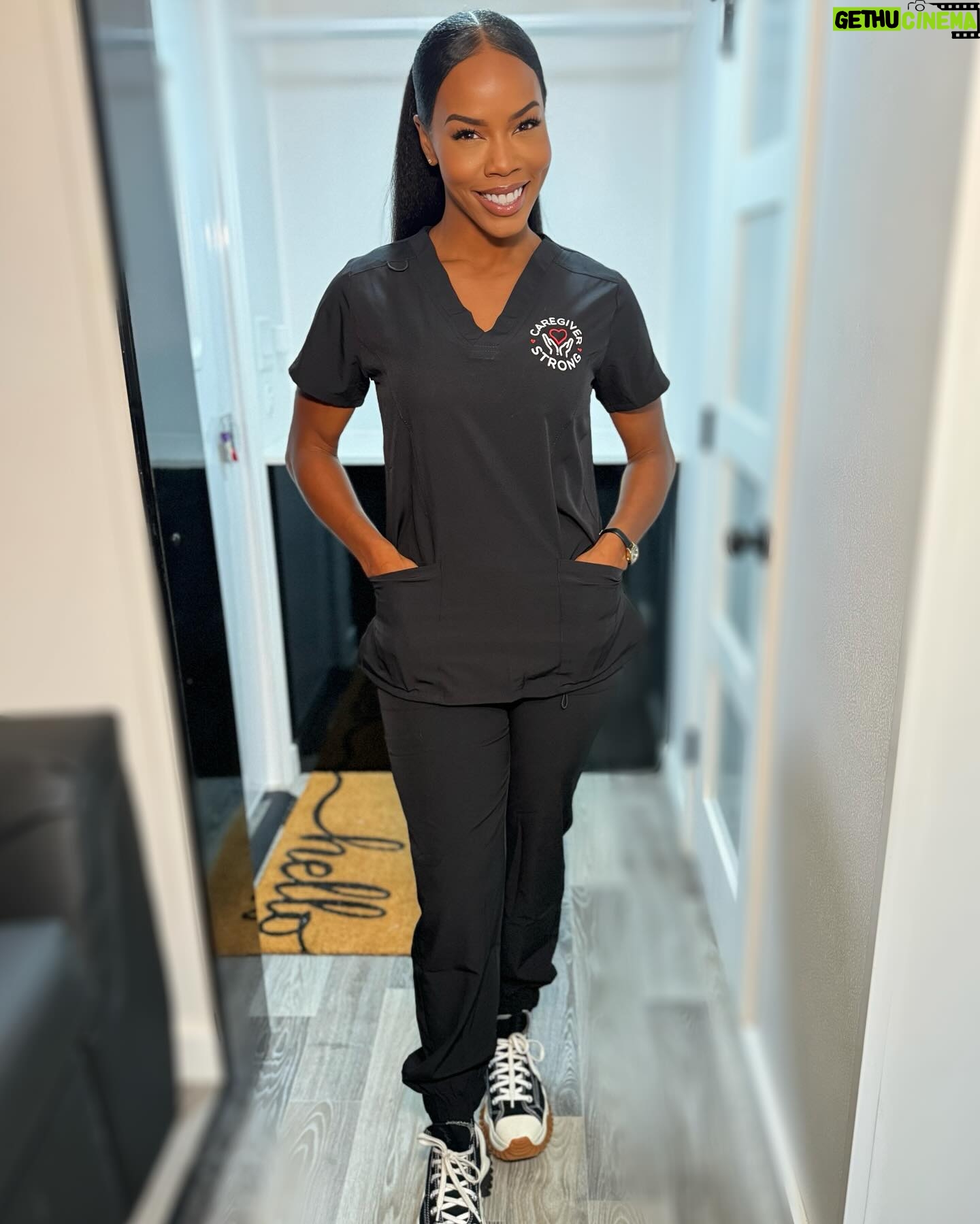 Brandee Evans Instagram - ***AVAILABLE NOW on Shop.BrandeeEvans.com*** Hey y’all! November is #CaregiverAppreciation month! What do you all think about my new “Caregiver Strong” scrubs? Yes they have stretch in them so they are super comfy! Let me know if you’d like me to offer these for the holidays! Love, Brandee & Momma 🫶🏾 #Caregiver #CaregiverStrong #MultipleSclerosis #Alzheimers