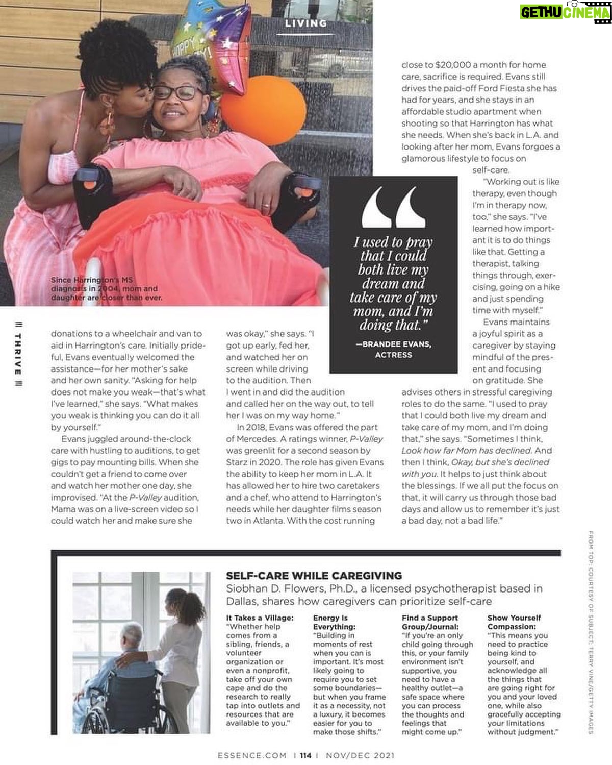 Brandee Evans Instagram - Happy 5 year anniversary of getting out of the nursing home & being my roomie momma! Whewww it has been and continues to be a journey that I am HONORED to be on with you momma. I wish I could be with you today. But, we prayed for this blessing right? I'll see you soon! Thank you @Essence @ghostwritervic for this wonderful article on momma and I! *Pick up the latest copy of #Essence in stores now.* #MultipleSclerosis #Alzheimers #Caregiving #PValley Ps @simonebiles @lizzobeeating yaโll slayyyyyyyyyed this cover! @iamtabithabrown I see you too! Look at God! ๐ค Yesssss @dejariley ๐ญ๐๐พ