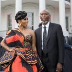 Brandee Evans Instagram - #Freedom 🦋 Happy #Juneteenth! Thank you @starz @starztakethelead @whitehouse for the invite. It meant the world to share this experience with my father. Stylist @ashleyseanthomas Hair @hairbysashamari Makeup @stylemyface Dress @forthestarsfashionhouse Earrings @shopkhoi Shoes @viviennewestwood Tailoring @shawnte_elizabeth #WhiteHouse #happyjuneteenth #Pvalley #Starz