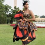 Brandee Evans Instagram - #Freedom 🦋 Happy #Juneteenth! Thank you @starz @starztakethelead @whitehouse for the invite. It meant the world to share this experience with my father. Stylist @ashleyseanthomas Hair @hairbysashamari Makeup @stylemyface Dress @forthestarsfashionhouse Earrings @shopkhoi Shoes @viviennewestwood Tailoring @shawnte_elizabeth #WhiteHouse #happyjuneteenth #Pvalley #Starz