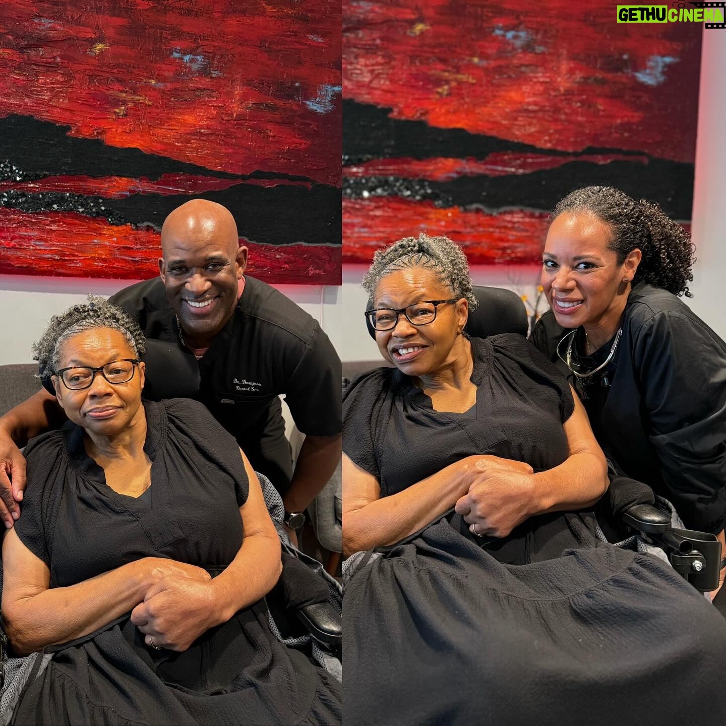 Brandee Evans Instagram - Not momma smiling all big once she got her teeth cleaned. I don’t think I have a pic of her smiling this hard with me ever! lol. She used to LOVE and I mean LOVE going to the dentist. @derrickthompsondds and staff thank you so much for your patience and kindness. . ***The doc moved his equipment in the office to accommodate my mother’s wheelchair. Y’all… he was moving furniture like it was his mom. 🥹🙏🏾THANK YOU Dr. Thompson! Candice, you were so warm, gentle, and thorough with momma. Thank you!!🙏🏾 #MultipleSclerosis #Alzheimers #CaregiverStrong