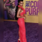Brandee Evans Instagram - Flashback Friday to “The Color Purple” Premiere on Wednesday. I needed 2 days to process how amazing everything was. WHAT A MOVIE… WHAT A NIGHT!!! @tasiasword & @daniebb3 I’m so thankful to you both for the invite. 🥹🙏🏾 @joeyharrisinc thanks for being my date. We have memories for life after this one! lol Y’all this movie is a MUST SEE! Congratulations @blitzambassador! You did it!!! Congratulations to everyone involved in this amazing hit! 🫶🏾💜 📸Photographer @sonejr Fashion stylist: @mickeyboooom Makeup @hotlikefirre Hair @stylesbydavonte Tailoring @studiounbiased Dress: @albinadyla Shoes: @nalebe_official Earrings: @nadrijewelry Skin @the_atlanta_aesthetician #TheColorPurple #FlashbackFriday