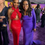 Brandee Evans Instagram - Flashback Friday to “The Color Purple” Premiere on Wednesday. I needed 2 days to process how amazing everything was. WHAT A MOVIE… WHAT A NIGHT!!! @tasiasword & @daniebb3 I’m so thankful to you both for the invite. 🥹🙏🏾 @joeyharrisinc thanks for being my date. We have memories for life after this one! lol Y’all this movie is a MUST SEE! Congratulations @blitzambassador! You did it!!! Congratulations to everyone involved in this amazing hit! 🫶🏾💜 📸Photographer @sonejr Fashion stylist: @mickeyboooom Makeup @hotlikefirre Hair @stylesbydavonte Tailoring @studiounbiased Dress: @albinadyla Shoes: @nalebe_official Earrings: @nadrijewelry Skin @the_atlanta_aesthetician #TheColorPurple #FlashbackFriday