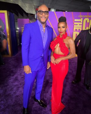 Brandee Evans Instagram - Flashback Friday to “The Color Purple” Premiere on Wednesday. I needed 2 days to process how amazing everything was. WHAT A MOVIE… WHAT A NIGHT!!! 

@tasiasword & @daniebb3 I’m so thankful to you both for the invite. 🥹🙏🏾 
@joeyharrisinc thanks for being my date. We have memories for life after this one! lol 

Y’all this movie is a MUST SEE! Congratulations @blitzambassador! You did it!!! Congratulations to everyone involved in this amazing hit! 🫶🏾💜

📸Photographer @sonejr 

Fashion stylist: @mickeyboooom 
Makeup @hotlikefirre 
Hair @stylesbydavonte 
Tailoring @studiounbiased
Dress: @albinadyla 
Shoes: @nalebe_official 
Earrings: @nadrijewelry 
Skin @the_atlanta_aesthetician 

#TheColorPurple #FlashbackFriday