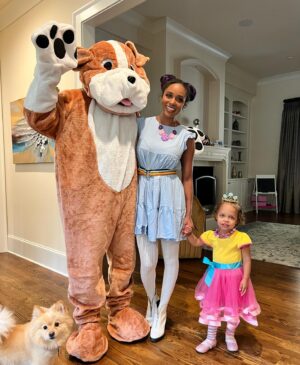 Brandi Runnels Instagram - "Just add a little fancy...and voila life's fantastique...." 👑  Fancy Nancy, her bestie Bree and a couple of dogs that don't really belong 😂👻🎃 #happyhalloween